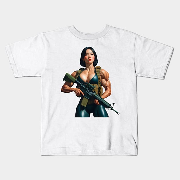 Tactical Girl Kids T-Shirt by Rawlifegraphic